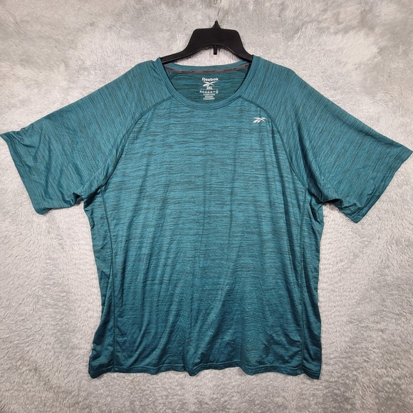 Reebok Mens 3XL Workout T Shirt Heathered Green Short Sleeve Athletic Top - Picture 1 of 7